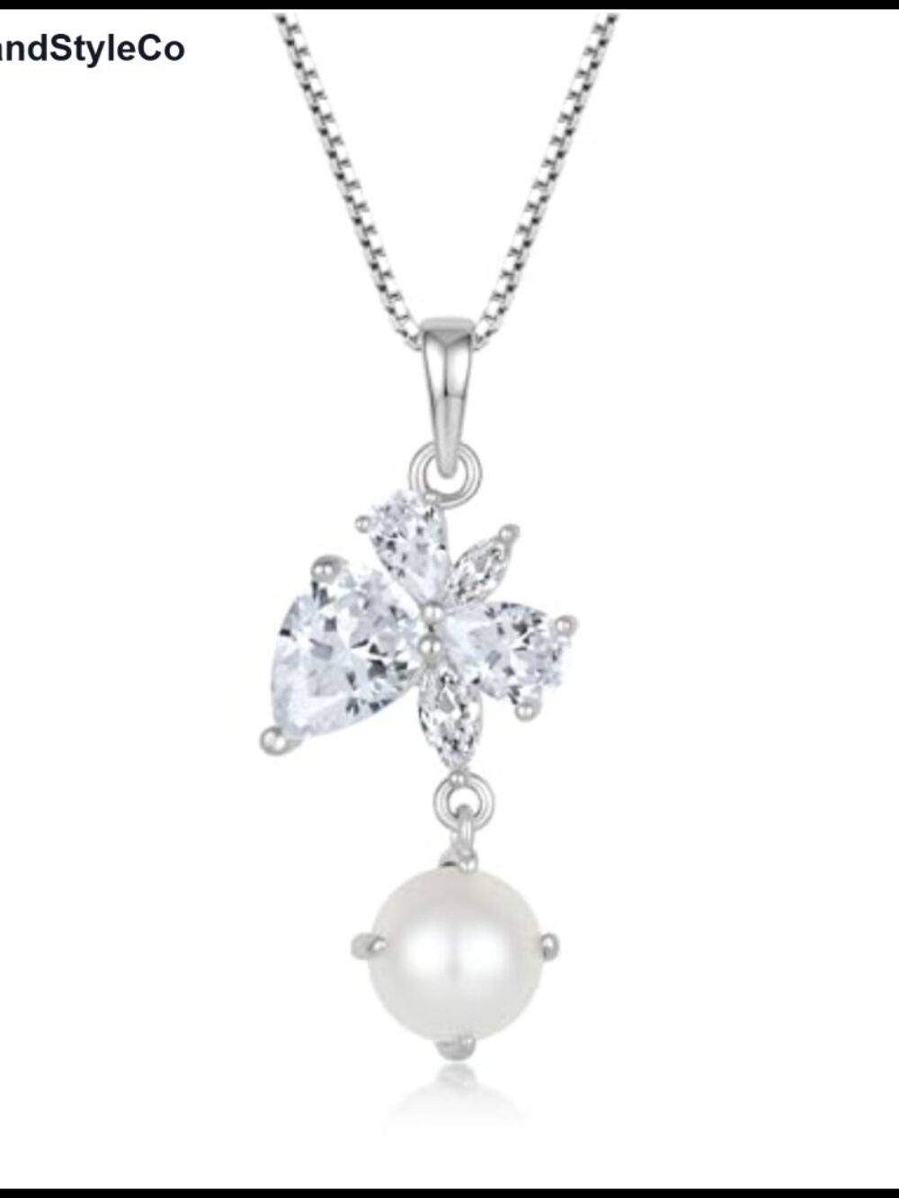 Freshwater Pearl Pendant Necklace 925 Sterling Silver Cable Chain